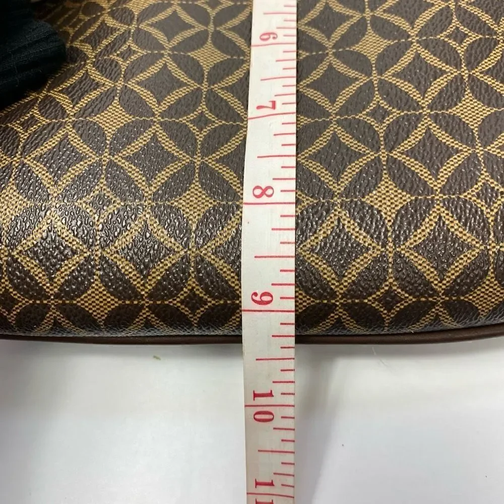 FOSSIL Brown Faux Leather Round Diamond Pattern Crossbody Bag #SHB1184